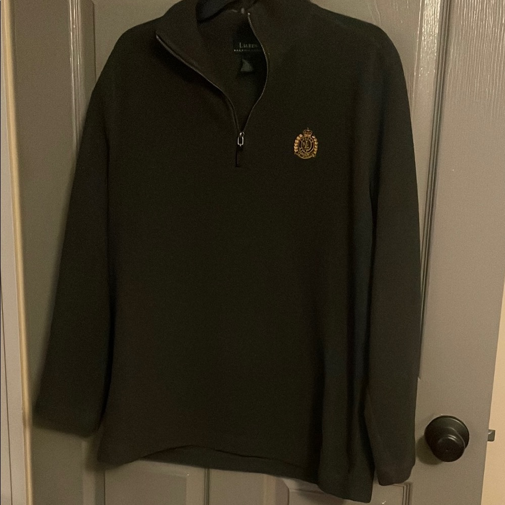 Lauren by Ralph Lauren dark Grey Zip Up fleece Sweater Mens Medium